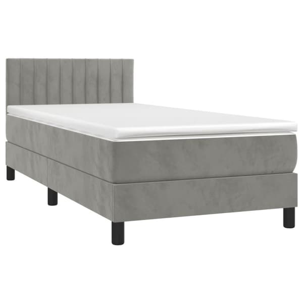 vidaXL Ramsäng med madrass ljusgrå 90x200 cm sammet
