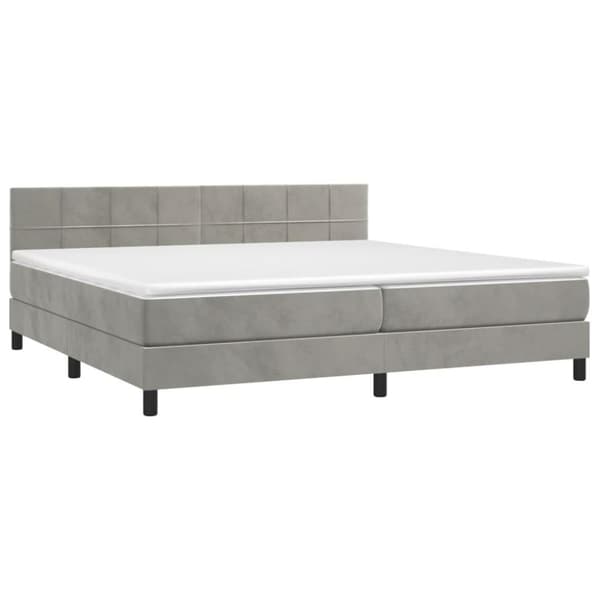 vidaXL Ramsäng med madrass & LED ljusgrå 200x200 cm sammet