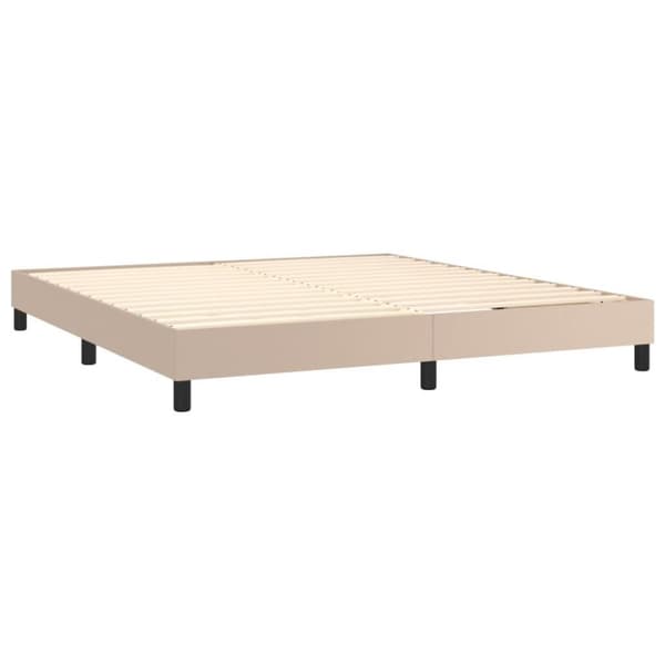 vidaXL Ramsäng med bäddmadrass & LED cappuccino 180x200 cm konstläder
