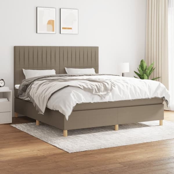 vidaXL Ramsäng med madrass taupe 180x200 cm tyg