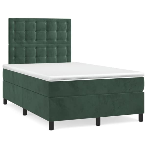 vidaXL Ramsäng med madrass mörkgrön 120x200 cm sammet