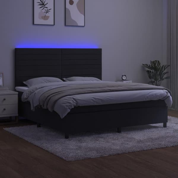 vidaXL Ramsäng med madrass & LED svart 160x200 cm sammet