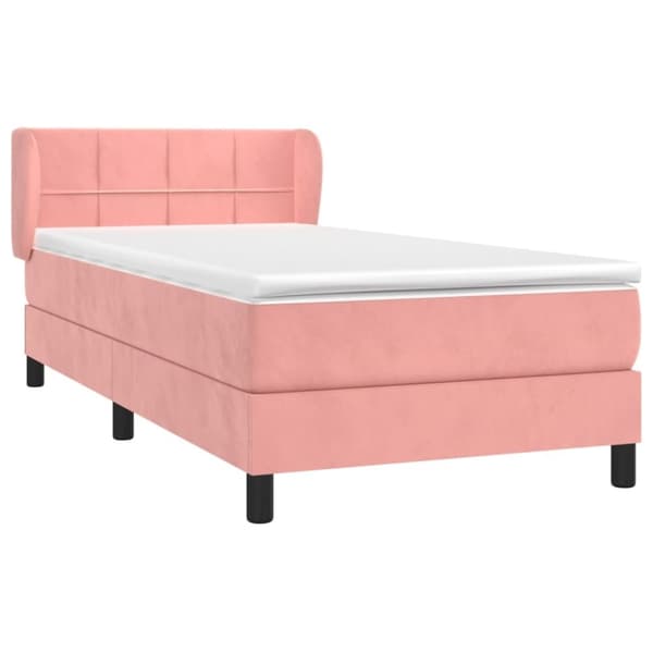 vidaXL Ramsäng med madrass rosa 90x200 cm sammet