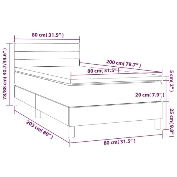 vidaXL Ramsäng med madrass mörkgrå 80x200 cm tyg