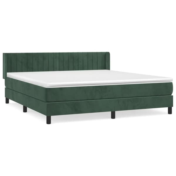 vidaXL Ramsäng med madrass mörkgrön 160x200 cm sammet