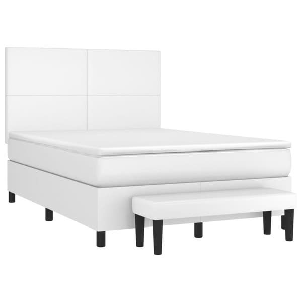 vidaXL Ramsäng med madrass vit 140x200 cm konstläder