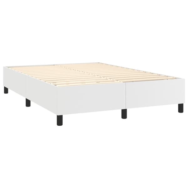 vidaXL Ramsäng med madrass vit 140x200 cm konstläder