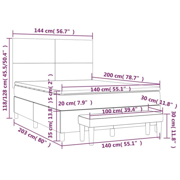 vidaXL Ramsäng med madrass vit 140x200 cm konstläder