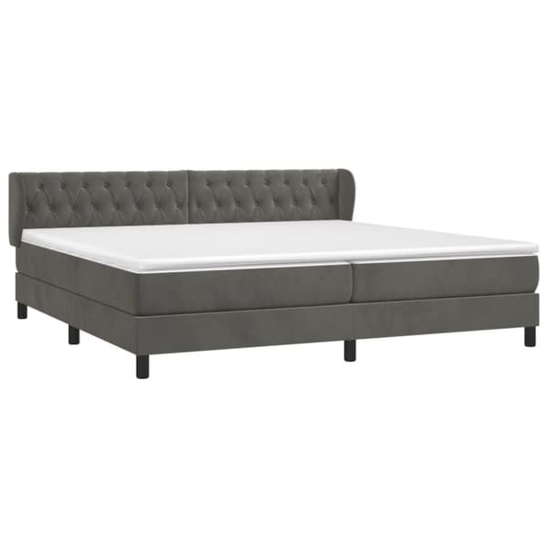 vidaXL Ramsäng med madrass mörkgrå 200x200 cm sammet