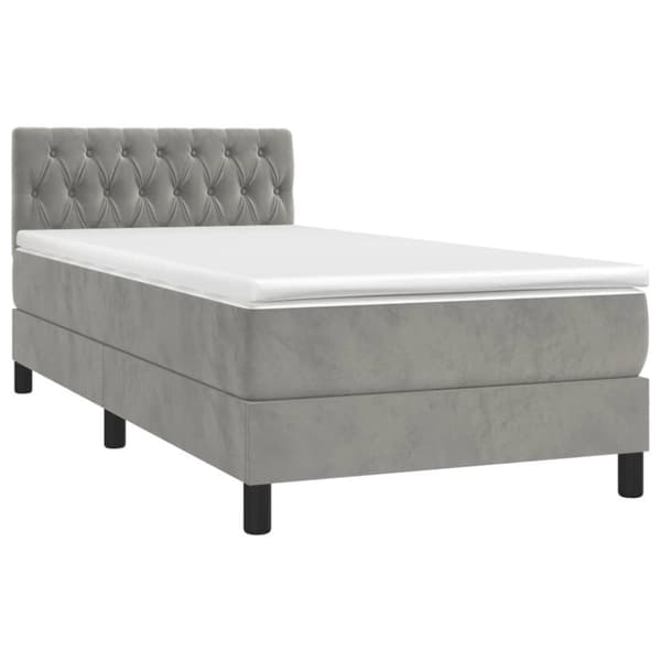 vidaXL Ramsäng med madrass ljusgrå 90x200 cm sammet