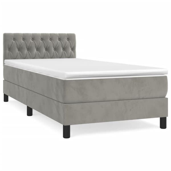 vidaXL Ramsäng med madrass ljusgrå 90x200 cm sammet