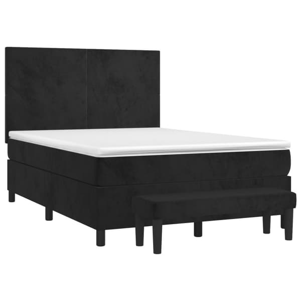 vidaXL Ramsäng med madrass svart 140x190 cm sammet