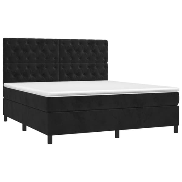 vidaXL Ramsäng med madrass svart 160x200 cm sammet