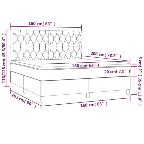 vidaXL Ramsäng med madrass svart 160x200 cm sammet