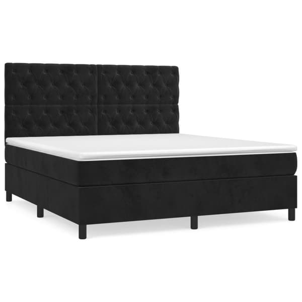 vidaXL Ramsäng med madrass svart 160x200 cm sammet