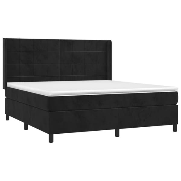 vidaXL Ramsäng med madrass & LED svart 160x200 cm sammet