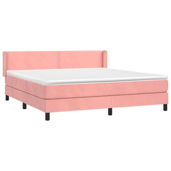 vidaXL Ramsäng med madrass rosa 180x200 cm sammet