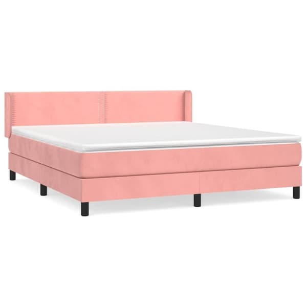 vidaXL Ramsäng med madrass rosa 180x200 cm sammet