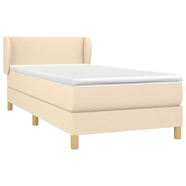 vidaXL Ramsäng med madrass gräddvit 90x190 cm tyg