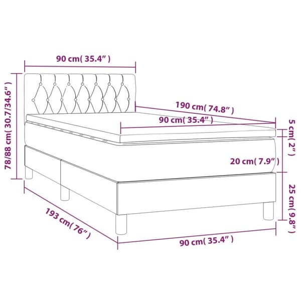 vidaXL Ramsäng med madrass gräddvit 90x190 cm tyg
