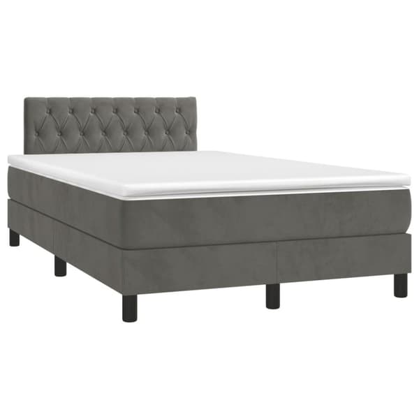 vidaXL Ramsäng med madrass mörkgrå 120x200 cm sammet