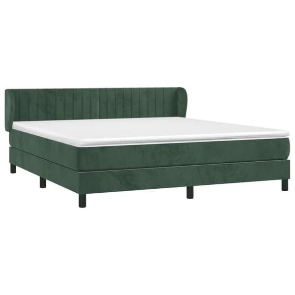 vidaXL Ramsäng med madrass mörkgrön 160x200 cm sammet