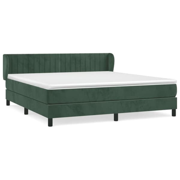 vidaXL Ramsäng med madrass mörkgrön 160x200 cm sammet
