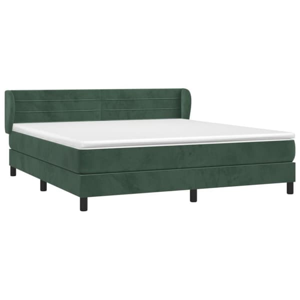 vidaXL Ramsäng med madrass mörkgrön 160x200 cm sammet