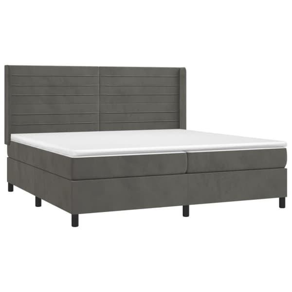 vidaXL Ramsäng med madrass mörkgrå 200x200 cm sammet