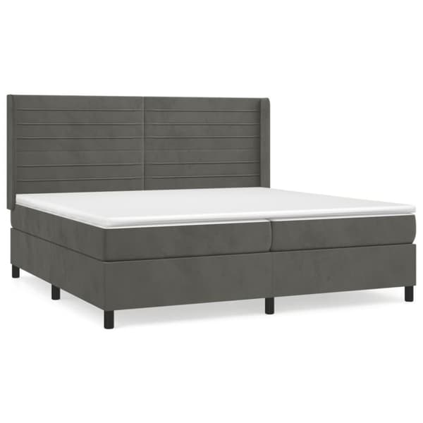 vidaXL Ramsäng med madrass mörkgrå 200x200 cm sammet