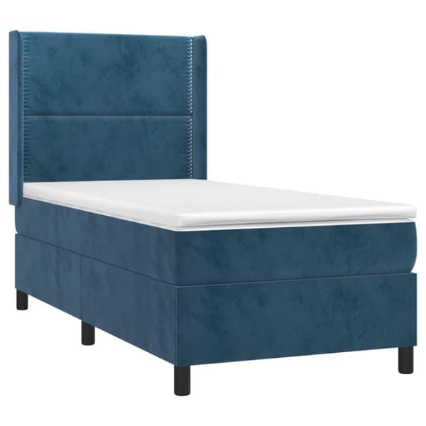 vidaXL Ramsäng med madrass mörkblå 90x190 cm sammet