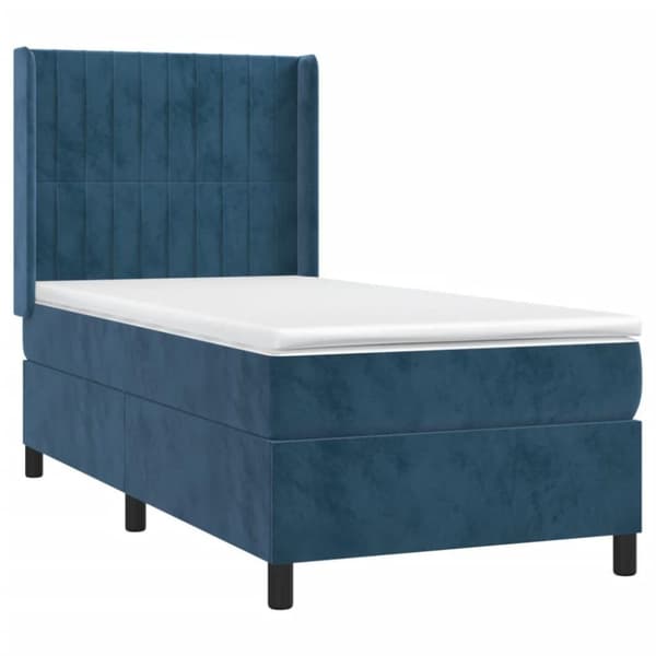 vidaXL Ramsäng med madrass mörkblå 90x190 cm sammet