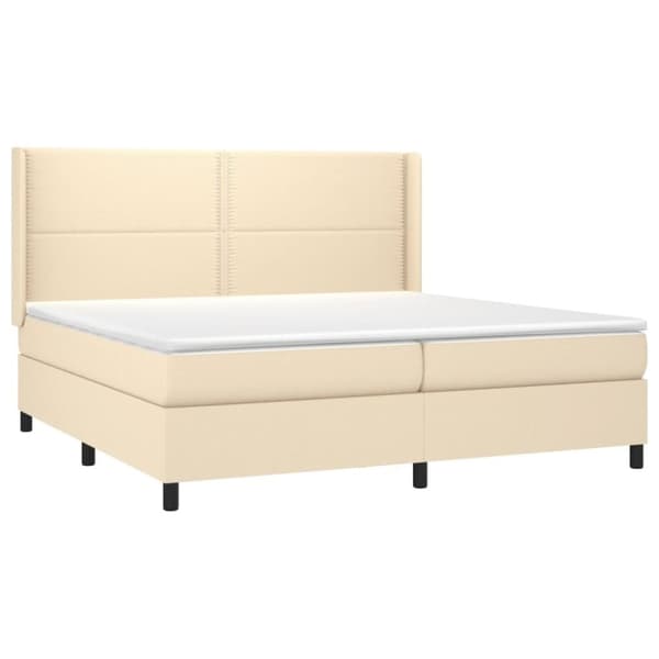 vidaXL Ramsäng med madrass gräddvit 200x200 cm tyg