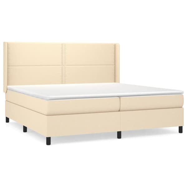 vidaXL Ramsäng med madrass gräddvit 200x200 cm tyg