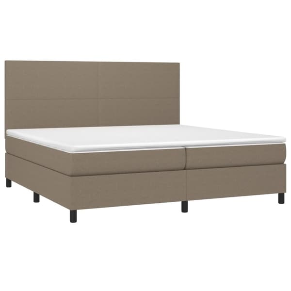 vidaXL Ramsäng med madrass & LED taupe 200x200 cm tyg