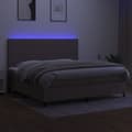 Miniatyrbild 4 av 8: vidaXL Ramsäng med madrass & LED taupe 200x200 cm tyg