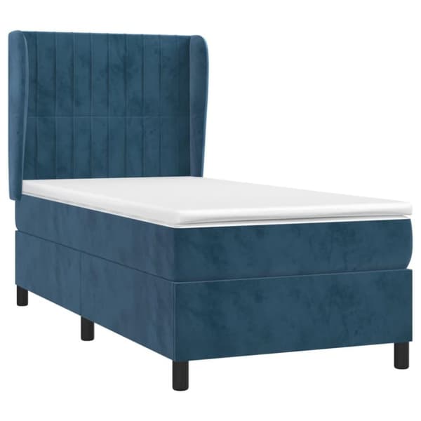 vidaXL Ramsäng med madrass mörkblå 90x190 cm sammet