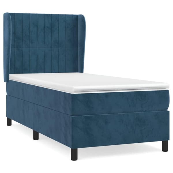 vidaXL Ramsäng med madrass mörkblå 90x190 cm sammet