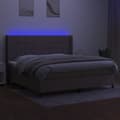 Miniatyrbild 3 av 8: vidaXL Ramsäng med madrass & LED taupe 200x200 cm tyg