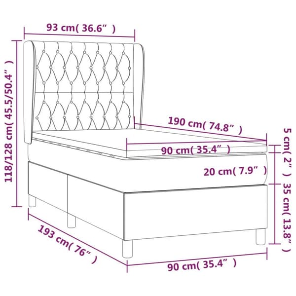 vidaXL Ramsäng med madrass mörkblå 90x190 cm sammet