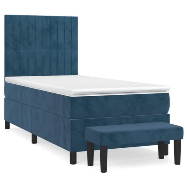 vidaXL Ramsäng med madrass mörkblå 90x190 cm sammet