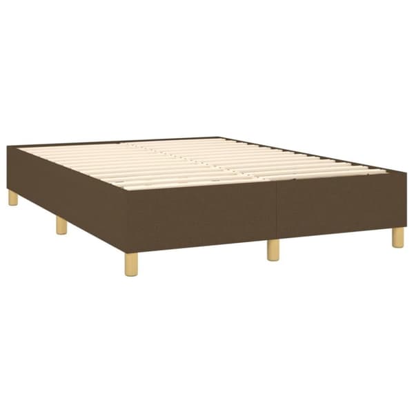 vidaXL Ramsäng med madrass & LED mörkbrun 140x190 cm tyg