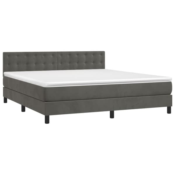 vidaXL Ramsäng med madrass & LED mörkgrå 160x200 cm sammet