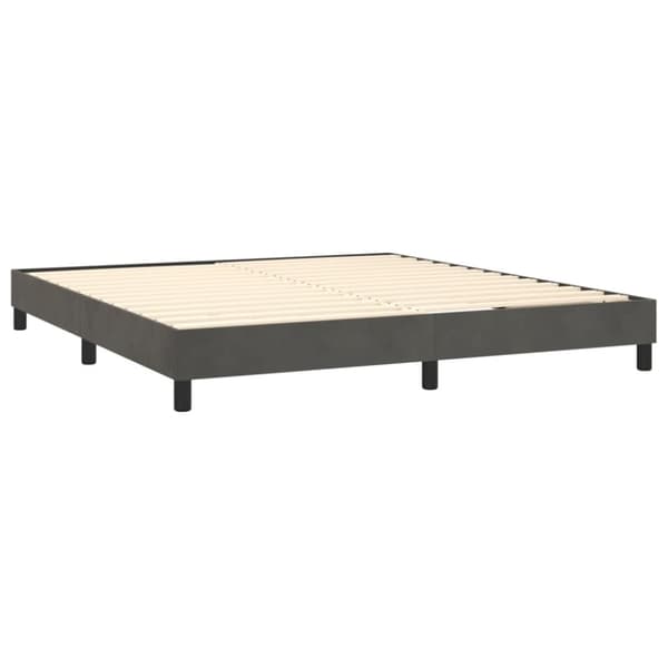 vidaXL Ramsäng med madrass & LED mörkgrå 160x200 cm sammet