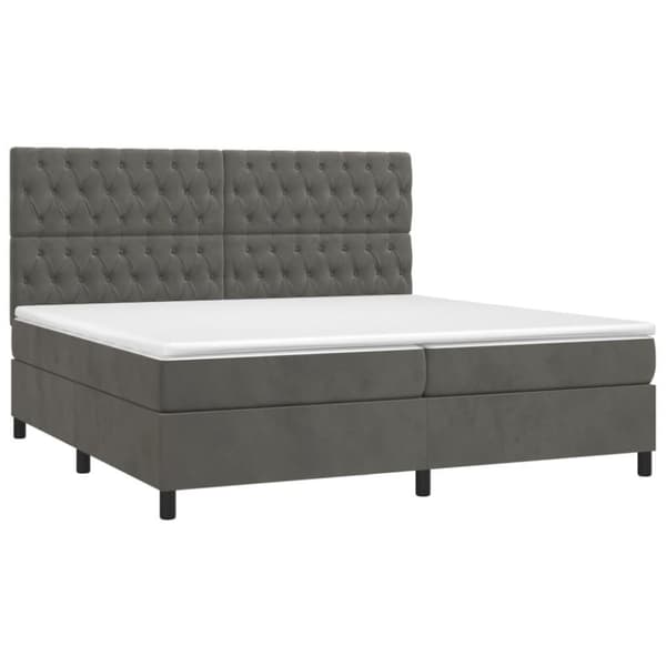 vidaXL Ramsäng med madrass mörkgrå 200x200 cm sammet