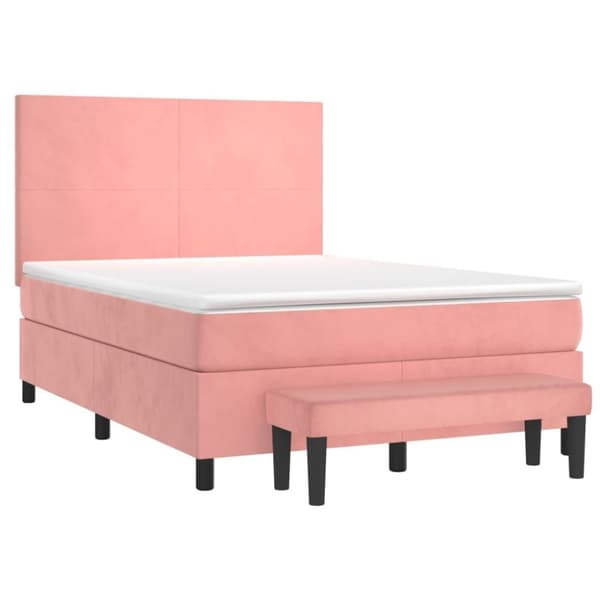 vidaXL Ramsäng med madrass rosa 140x200 cm sammet