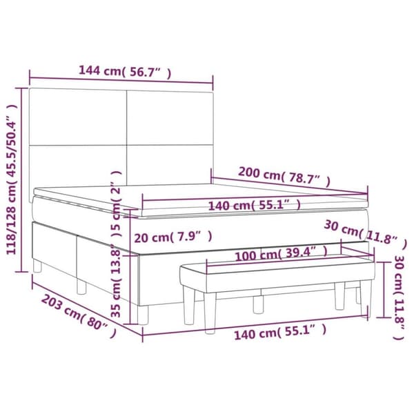 vidaXL Ramsäng med madrass rosa 140x200 cm sammet