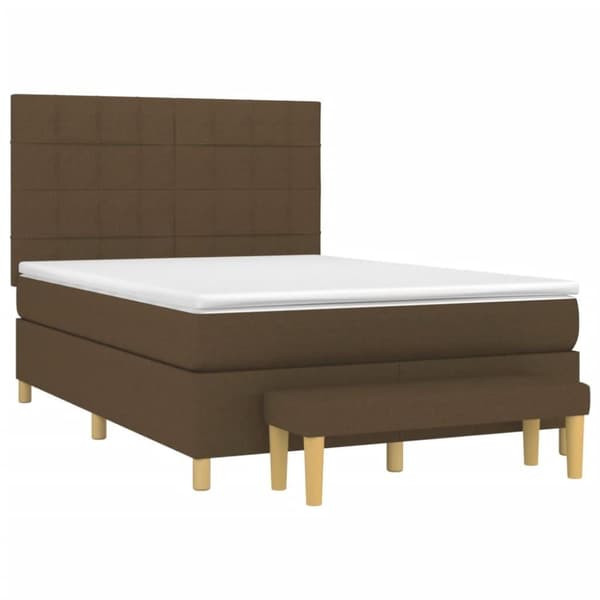 vidaXL Ramsäng med madrass mörkbrun 140x190 cm tyg