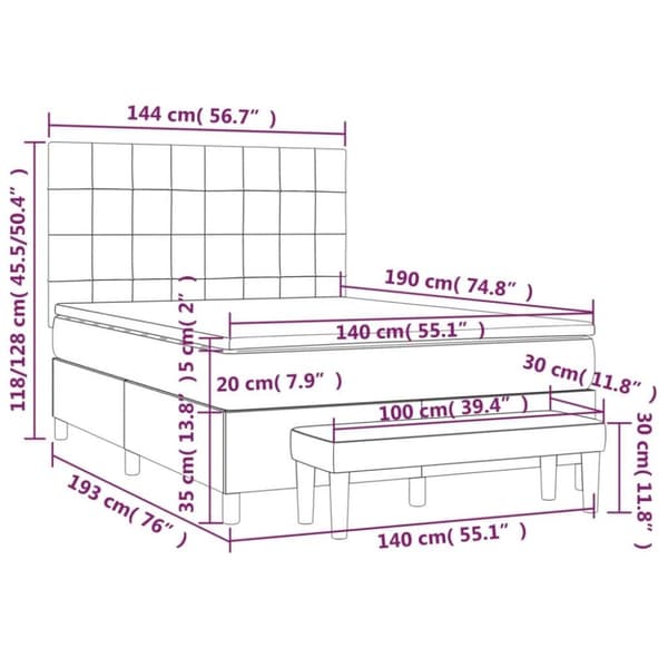 vidaXL Ramsäng med madrass mörkbrun 140x190 cm tyg