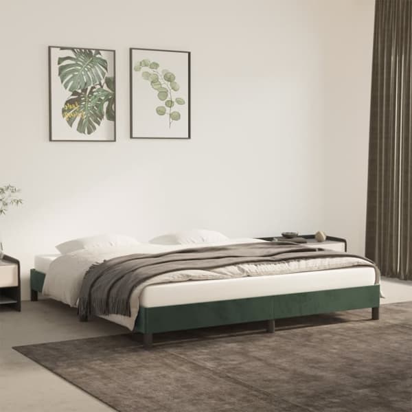 vidaXL Sängram mörkgrön 180x200 cm sammet